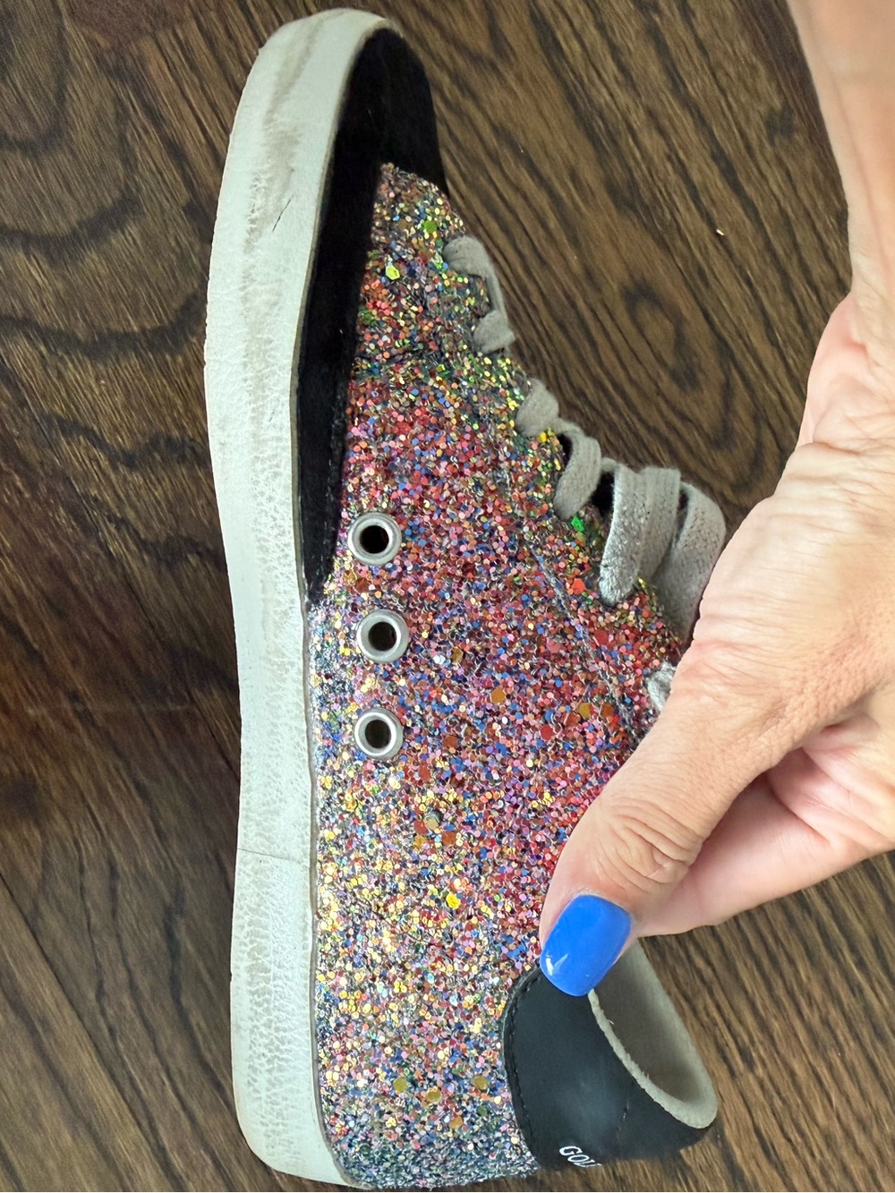 Golden Goose Holographic Glitter Sneakers with Blue Star Sz 35 - Picture 10 of 12